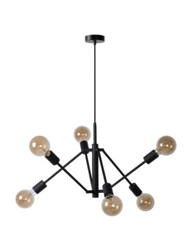 Lucide LESTER Suspension 6xE27 Noir | Deko Light