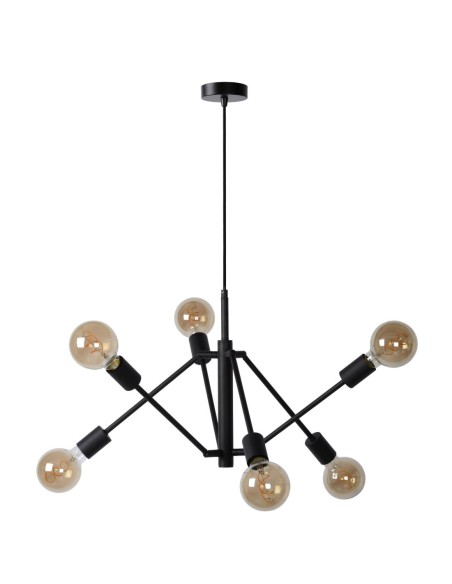 Lucide LESTER Suspension 6xE27 Noir | Deko Light