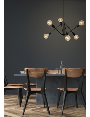 Lucide LESTER Suspension 6xE27 Noir | Deko Light