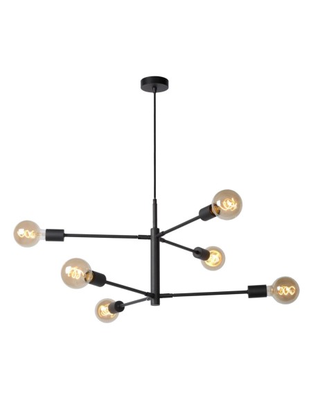 Lucide LESTER Suspension 6xE27 Noir | Deko Light