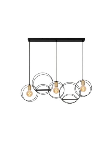 Suspension Led 3xE27 40W  Noir & Or mat Dimmable - Lucide - Circle