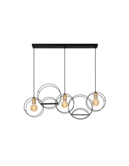 Suspension Led 3xE27 40W  Noir & Or mat Dimmable - Lucide - Circle