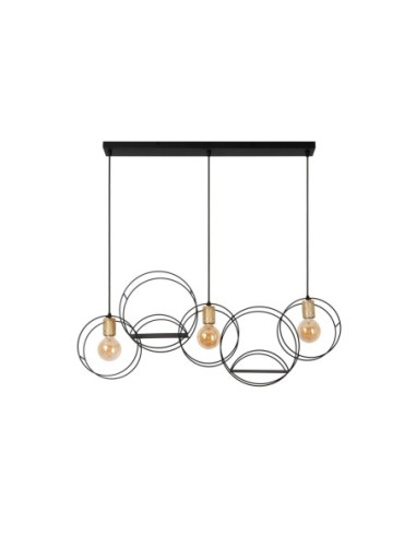 Suspension Led 3xE27 40W  Noir & Or mat Dimmable - Lucide - Circle
