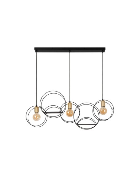 Suspension Led 3xE27 40W  Noir & Or mat Dimmable - Lucide - Circle