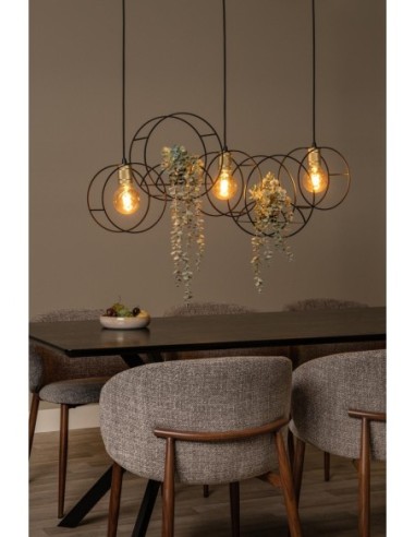 Suspension Led 3xE27 40W  Noir & Or mat Dimmable - Lucide - Circle
