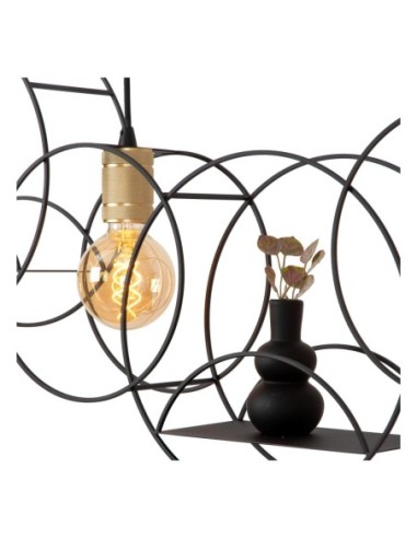 Suspension Led 3xE27 40W  Noir & Or mat Dimmable - Lucide - Circle