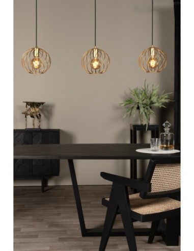 Suspension Led en ligne métal or mat/laiton 3xE27 - Lucide - Danza