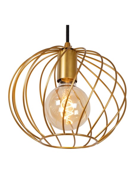 Suspension Led en ligne métal or mat/laiton 3xE27 - Lucide - Danza