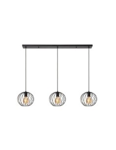 Suspension Led en ligne métal noir mat 3xE27 - Lucide - Danza