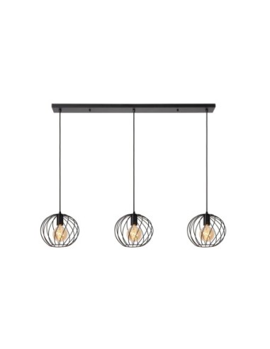 Suspension Led en ligne métal noir mat 3xE27 - Lucide - Danza