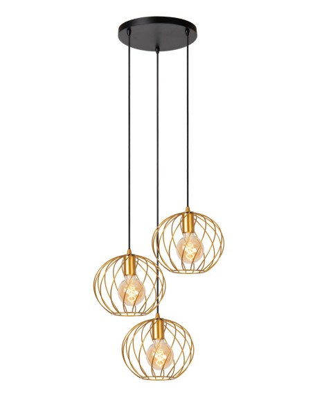 Lucide DANZA Suspension Diam. 50 cm 3xE27 Or Mat / Laiton | Deko Light