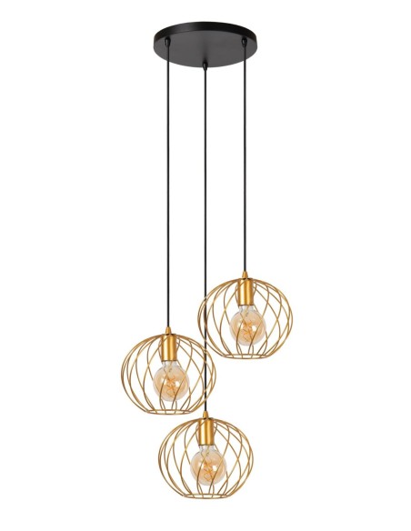 Lucide - Danza - Suspension Led ronde  métal or mat laiton 3xE27