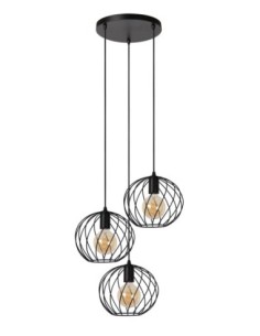 Suspension Led ronde  métal noire 3xE27 - Lucide - Danza 2