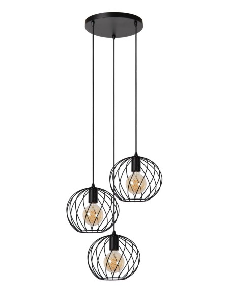 Lucide - Danza - Suspension Led ronde  métal noire 3xE27