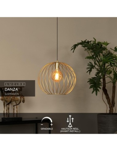 Lucide DANZA Suspension Diam. 40 cm 1xE27 Or Mat / Laiton | Deko Light