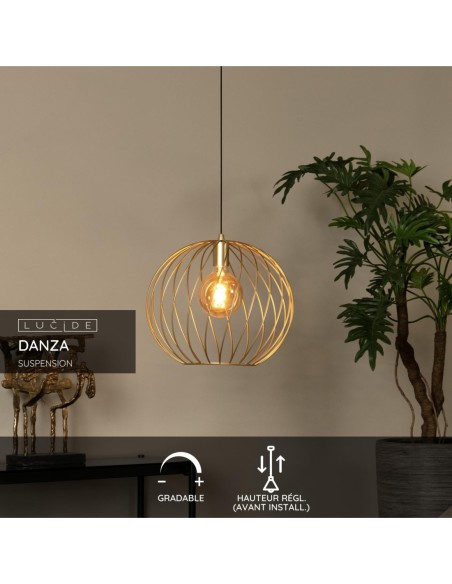 Lucide DANZA Suspension Diam. 40 cm 1xE27 Or Mat / Laiton | Deko Light