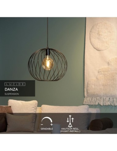 Lucide DANZA Suspension Diam. 40 cm 1xE27 Noir | Deko Light