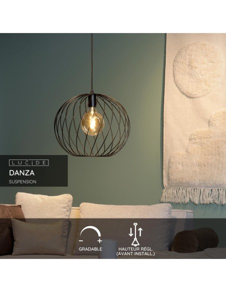 Lucide DANZA Suspension Diam. 40 cm 1xE27 Noir | Deko Light