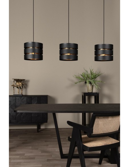 Lucide - Rosas - Suspension Led en  ligne 3xE27 40W  Noir  et Or mat