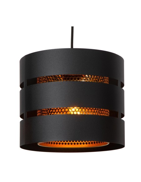 Suspension Led en  ligne 3xE27 40W  Noir  et Or mat - Lucide - Rosas