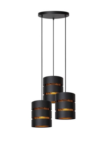 Suspension Led Diam. 43 cm 3xE27 40W  Noir  et Or mat - Lucide - Rosas