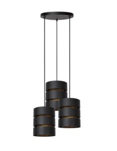 Suspension Led Diam. 43 cm 3xE27 40W  Noir  et Or mat - Lucide - Rosas 2