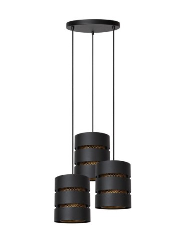 Suspension Led Diam. 43 cm 3xE27 40W  Noir  et Or mat - Lucide - Rosas
