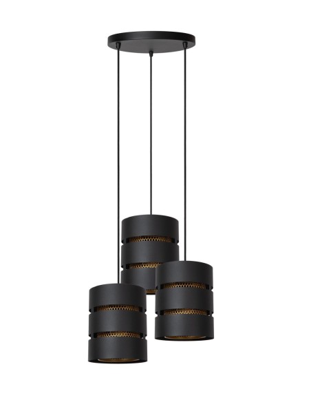 Suspension Led Diam. 43 cm 3xE27 40W  Noir  et Or mat - Lucide - Rosas