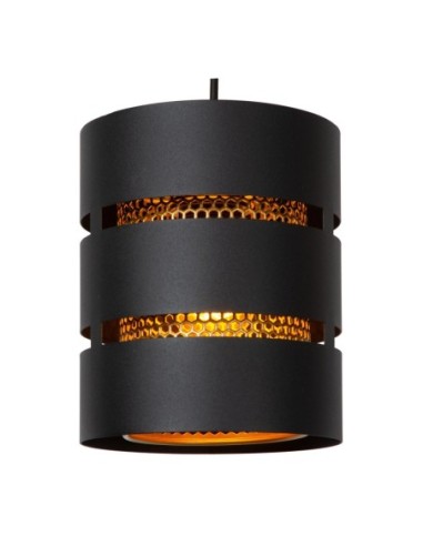 Suspension Led Diam. 43 cm 3xE27 40W  Noir  et Or mat - Lucide - Rosas