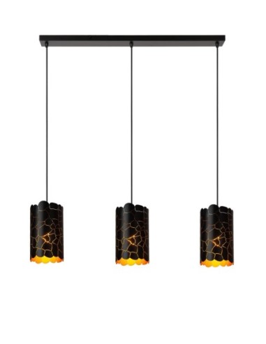 Suspension Led 3xE27 40 W Dimmable Noir & Or mat - Lucide - Almelo