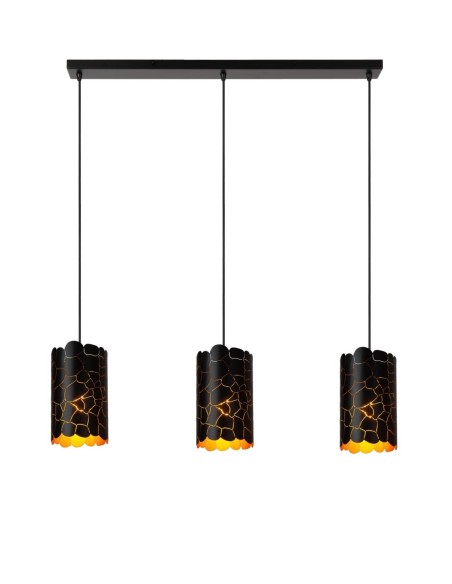 Suspension Led 3xE27 40 W Dimmable Noir & Or mat - Lucide - Almelo