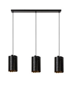 Suspension Led 3xE27 40 W Dimmable Noir & Or mat - Lucide - Almelo 2