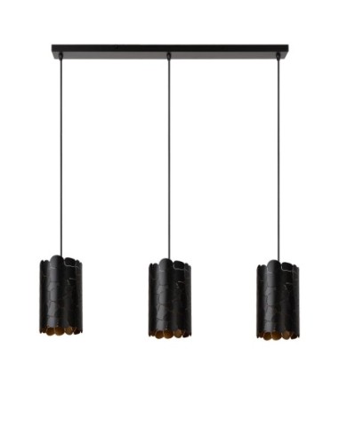 Suspension Led 3xE27 40 W Dimmable Noir & Or mat - Lucide - Almelo