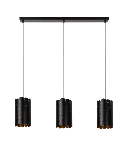 Suspension Led 3xE27 40 W Dimmable Noir & Or mat - Lucide - Almelo