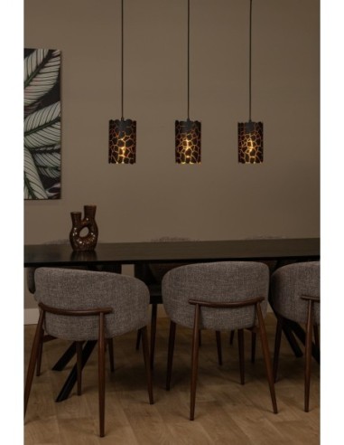 Suspension Led 3xE27 40 W Dimmable Noir & Or mat - Lucide - Almelo