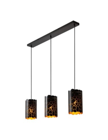 Suspension Led 3xE27 40 W Dimmable Noir & Or mat - Lucide - Almelo