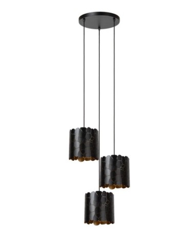 Lucide - Almelo - Suspension Led 3xE27 ronde Dimmable Noir & Or mat