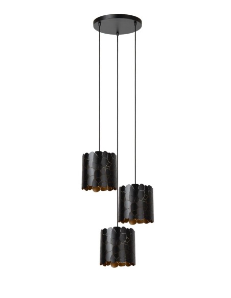 Lucide - Almelo - Suspension Led 3xE27 ronde Dimmable Noir & Or mat
