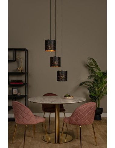 Almelo de Lucide - Suspension Led 3xE27 ronde Dimmable Noir & Or mat