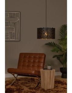 Suspension Led E27  diam. 40 cm Noir & Or mat - Lucide - Almelo 2