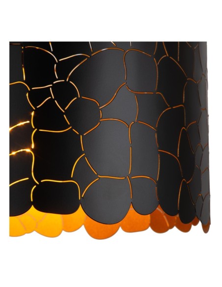 Almelo  de Lucide - Suspension Led E27  diam. 40 cm extérieur Noir - intérieur Or mat
