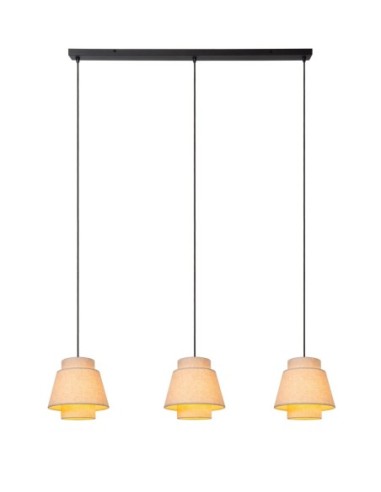 Suspension en ligne 3xE27 40 W IP20 Tissu Crème - Lucide - Tribute