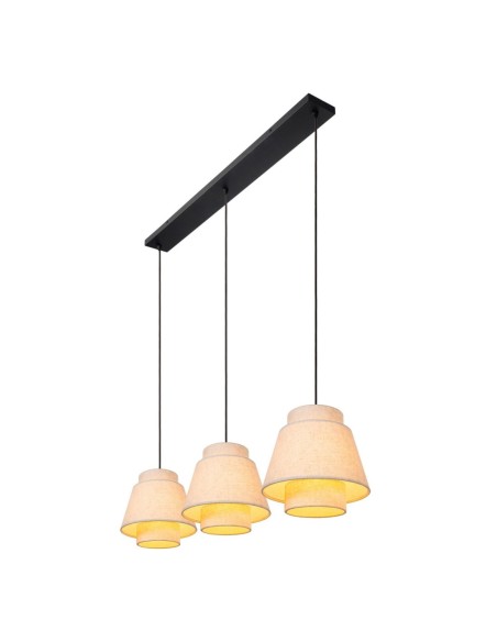 Tribute  de Lucide - Suspension en ligne 3xE27 40 W IP20 Tissu Crème