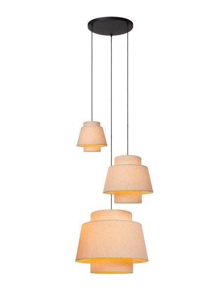 Suspension Diam. 76 cm 3xE27 40 W IP20 Tissu Creme - Lucide - Tribute