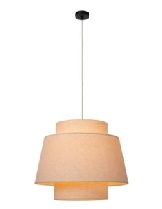Suspension abat-jour textile crème - E27 - Lucide - Tribute