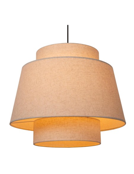 Tribute  de Lucide - Suspension abat-jour textile crème - E27
