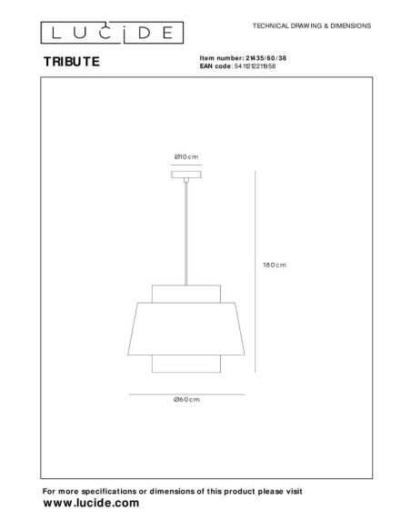 Lucide TRIBUTE Suspension Diam. 60 cm 1xE27 Creme | Deko Light