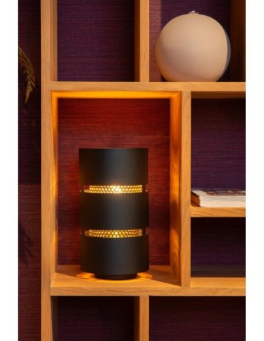 Rosas  de Lucide - Lampe de table Led Diam. 16 cm E27 40W  Noir  et Or mat