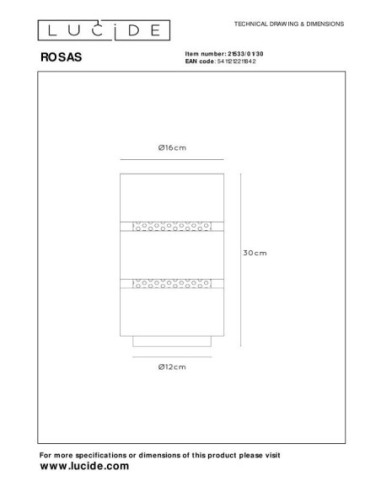 Lucide ROSAS Lampe de table Diam. 16 cm 1xE27 Noir | Deko Light