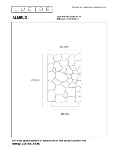 Lucide ALMELO Lampe de table Diam. 15 cm 1xE27 Noir | Deko Light